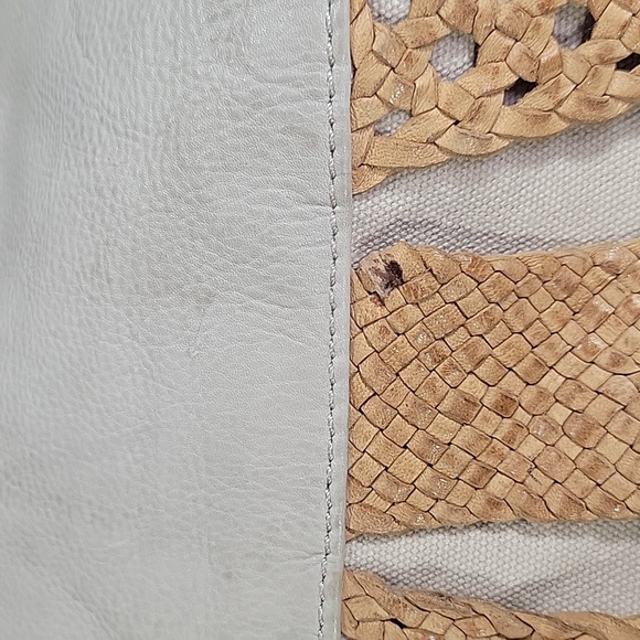 Liebeskind Berlin Off White/Gray Canvas Leather Tote Shoulder Bag - Picture 4 of 16